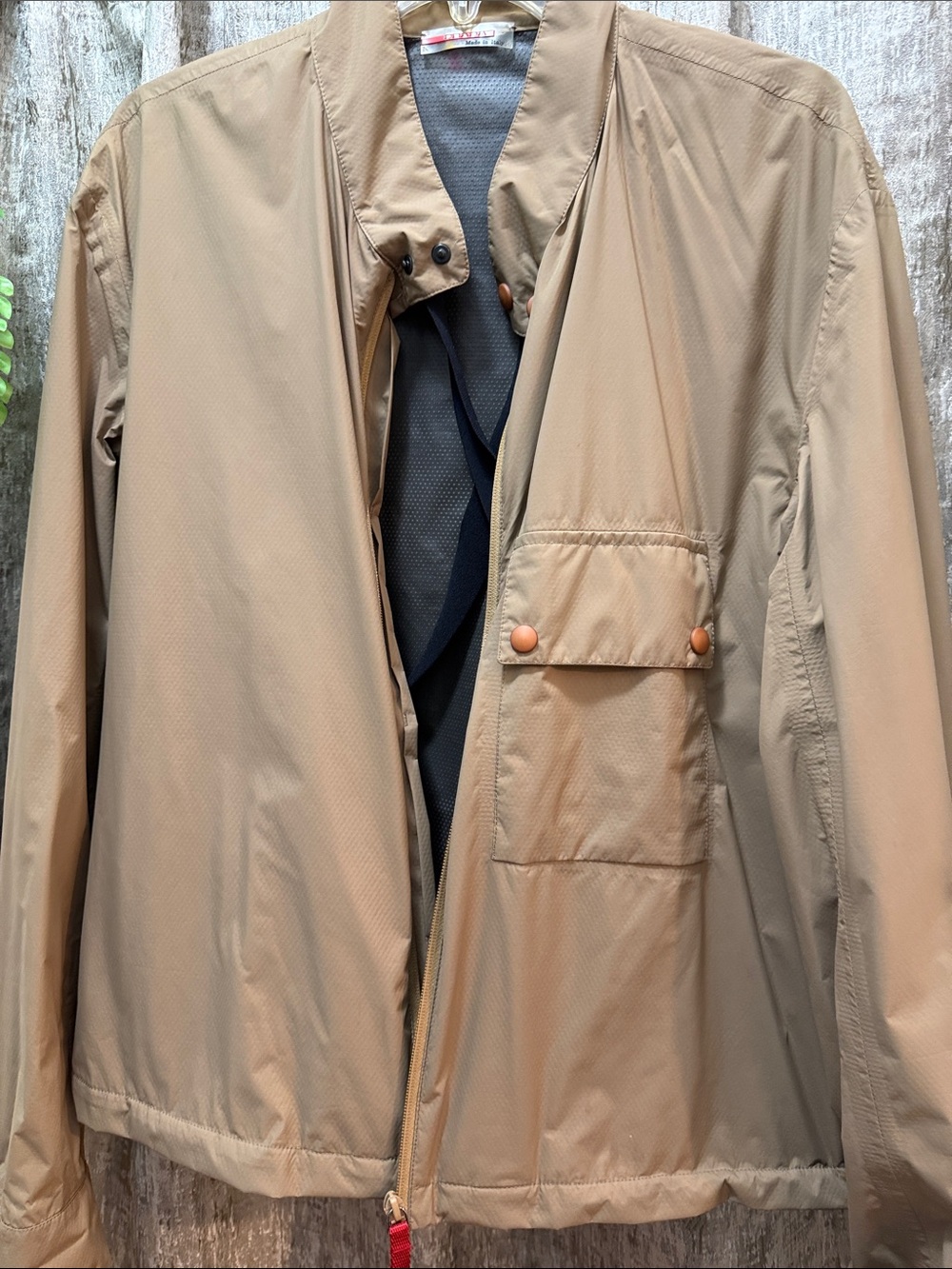 Prada Light Tan Men’s Zip-Front Jacket: new w tags